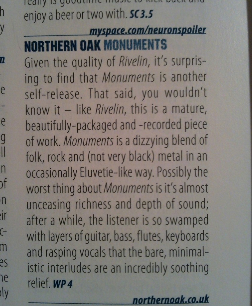 Review of Monuments from Zero Tolerance Magazine